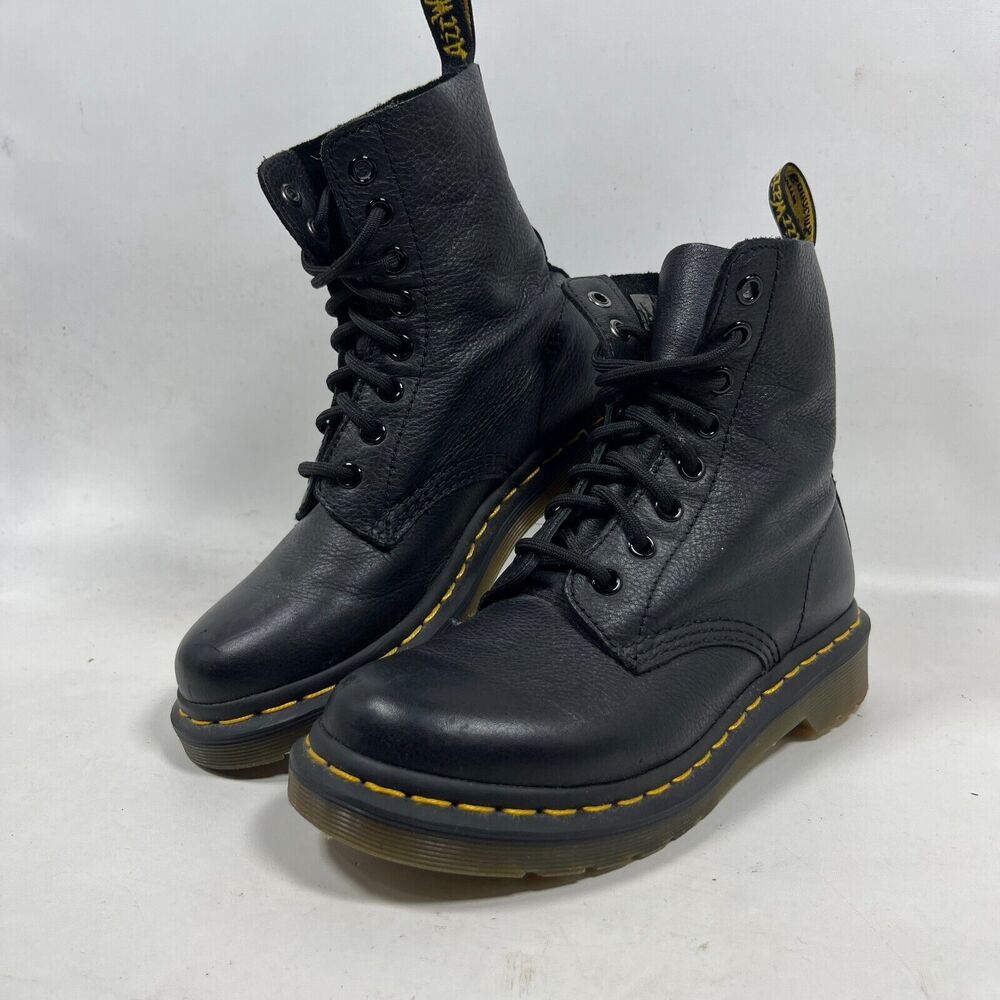 DR MARTENS Boots Womens 5 1460 Pascal Virginia Pebbled Leather Lace Up Black